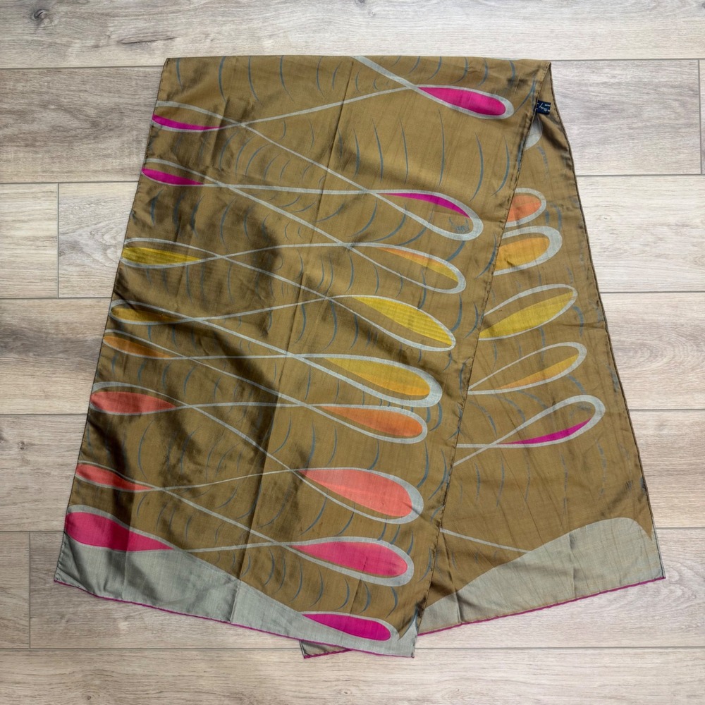 Georgina Von Etzdorf Silk Scarf Bronze Pink Abstract Teardrop Made England READ